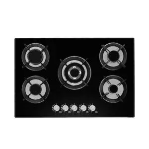 Hisense HHU60GAGR - 60cm x 60cm 5-burner gas hob with wok burner, safety switch, cast iron pan support and auto ignition