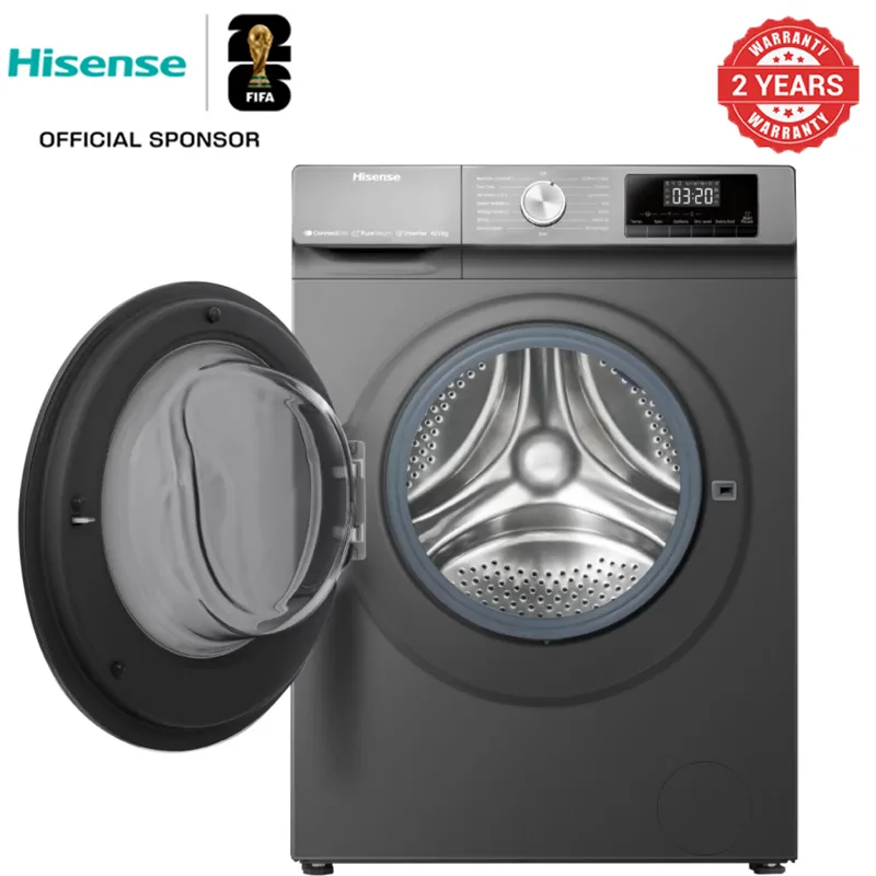Hisense WFQP9014EVMT - Washing machine front-load 9kg, grey, full automatic