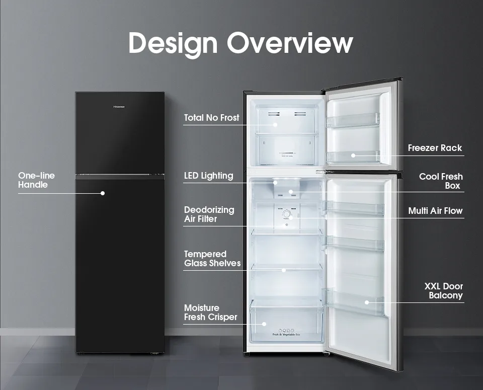 Hisense REF418DR - Hisense fridge 424 litres, top-mount freezer, silver