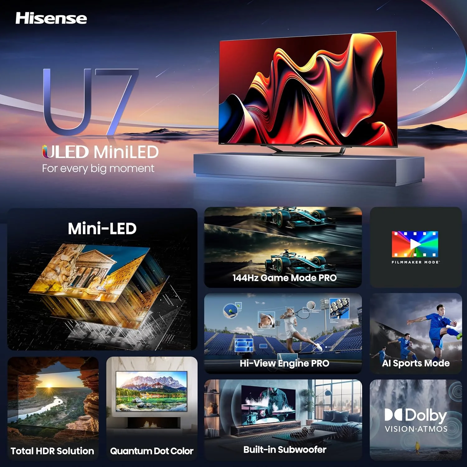 Hisense 55A7QKEN - Hisense 55-inch Smart 4K UHD Frameless TV (A7 series)