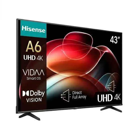 Hisense 43A6QKEN - Hisense 43-inch Smart 4K UHD Frameless TV (A6 series)